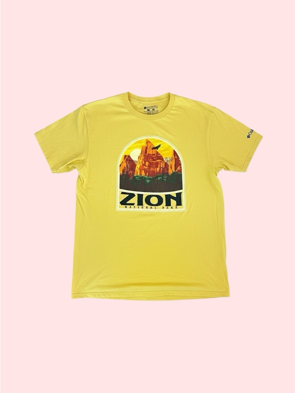Columbia Zion Graphic Yellow Short-Sleeve T-Shirt, Size Large